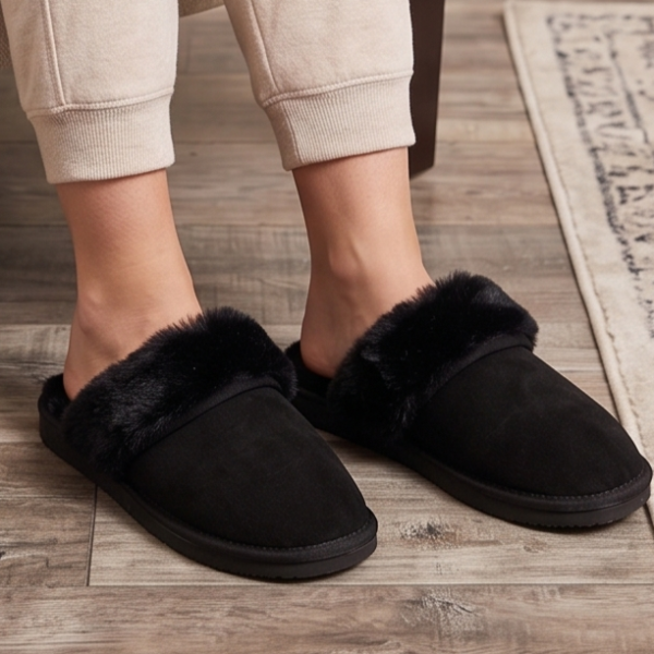 PP-Pantufla Peluche Negra ( 220) 03 Pantufla Peluditos